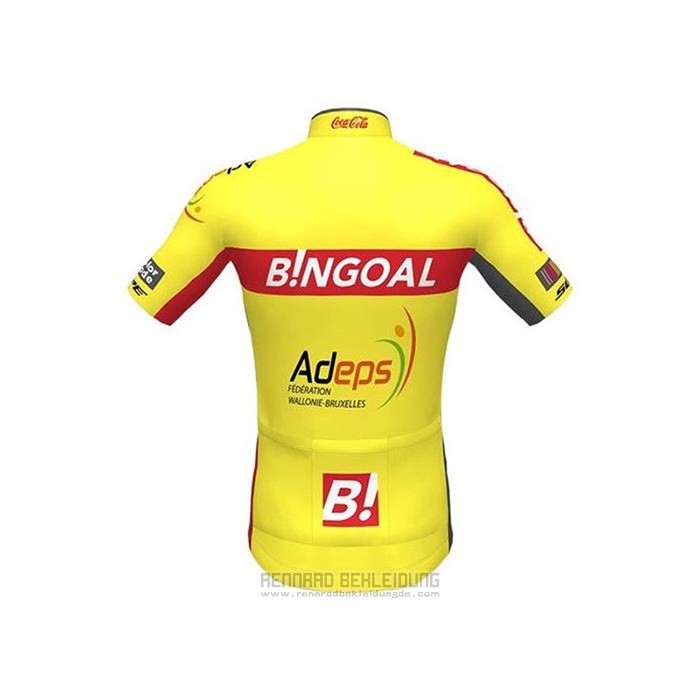 2020 Fahrradbekleidung Wallonie Bruxelles Gelb Rot Trikot Kurzarm und Tragerhose